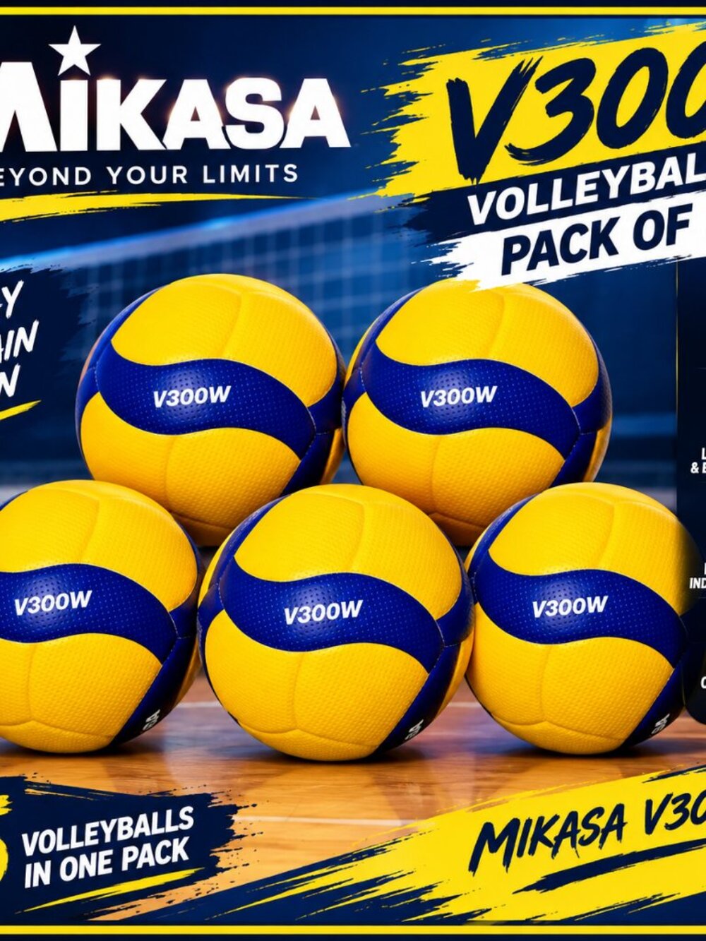 Mikasa V300W Original Volleyball – Pack of 5